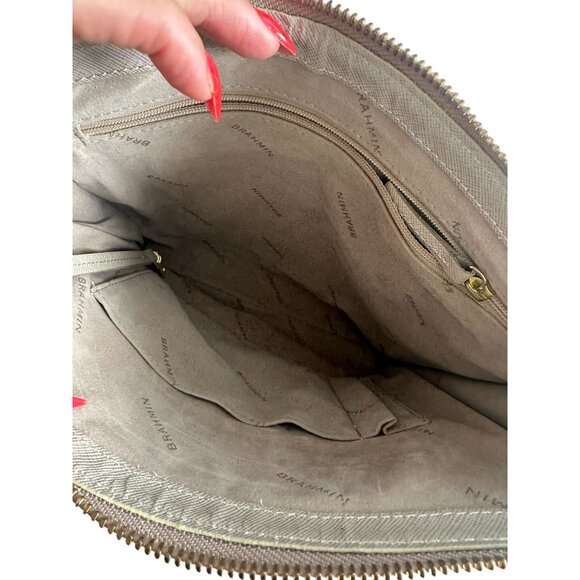 BRAHMIN Womens Taupe Beige Leather Crossbody Bag - Picture 10 of 12